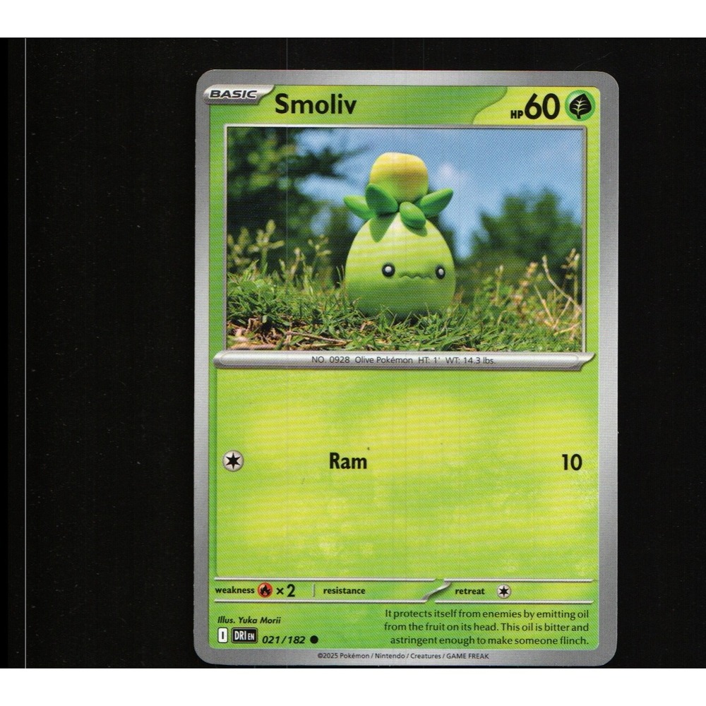 2025 Pokemon Destined Rivals Smoliv 021/182 Common DRI EN